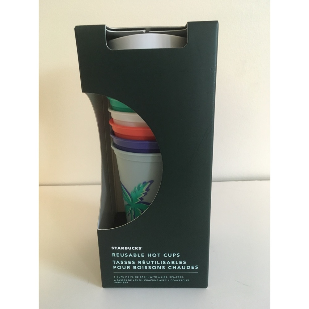 NIB Starbucks Reusable Tropical Theme Hot Cup Set